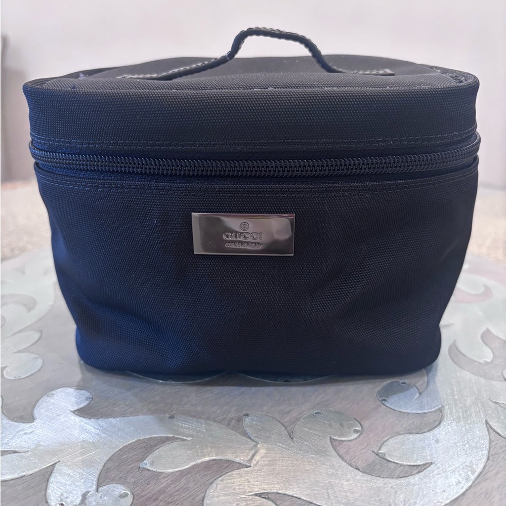 Authentic Gucci Black canvas Toiletry Case with Top Handle